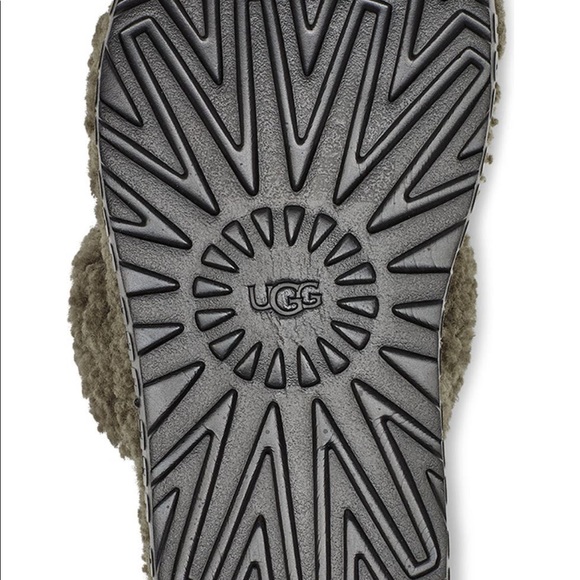 UGG® Oh Fluffita Burnt Olive Genuine Shearling Slingback Sandals - Picture 9 of 10